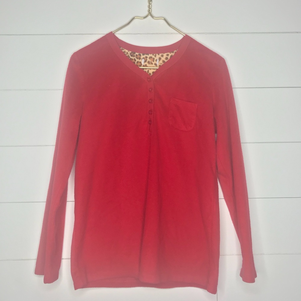 FUZZY RED PJ TOP